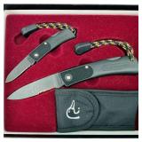 3 Knife Set Including -Gerber 600 Fixed Blade Knife Portland -USA with Sheath, U.S.N. MARK 2 & Ducks Unlimited Box Set