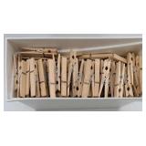 Wooden Clothespins & Metal Springs - Bulk Assortment in White Tub & Blue Box