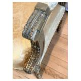 Vintage Rococo Revival Armchairs - Pair, Gilded Carved Frames & Damask Upholstery