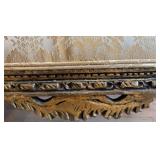 Vintage Rococo Revival Armchairs - Pair, Gilded Carved Frames & Damask Upholstery