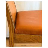 Oak-Frame Leather Chair - Nailhead Trim