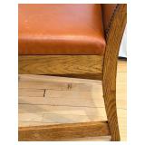 Oak-Frame Leather Chair - Nailhead Trim