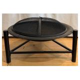 Fire Pit Round Frame with Mesh Spark Screen & Weather Cover