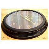 First Time Wall Clock - World Map Dial, Roman Numerals & Gold Hands, Quartz Movement