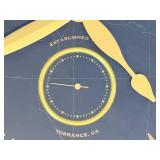 First Time Wall Clock - World Map Dial, Roman Numerals & Gold Hands, Quartz Movement