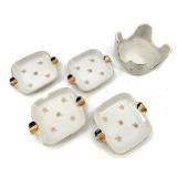 Vintage Porcelain Lobster Dish & 4 Ashtrays with Caddy