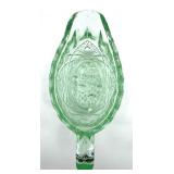 Vintage Creamer Pitcher - Uranium Glass - Green Diamond Cut Pattern
