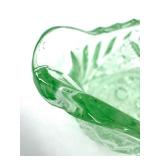 Vintage Creamer Pitcher - Uranium Glass - Green Diamond Cut Pattern