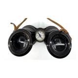 G CHAMPON PARIS Binoculars With Compass - Vintage Leather Case
