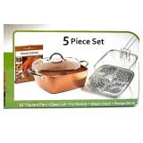Copper Chef XL 11-Inch Square Casserole Pan with Glass Lid & Plug-In Electric Fryer