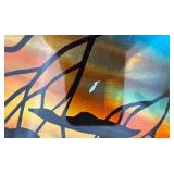 Signed Five-Panel Wall Art - Flamingos Sunset
