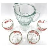 Coca-Cola Glassware Set - Pitcher & 4 Coke Glasses