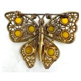 Vintage Costume Jewelry Bundle - Butterfly & Floral Brooches, Shawl Clip & Pendant