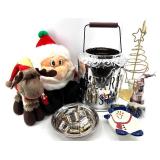 Enchanted Forest LED Holiday Lantern Battery-Operated with Timer & Snowman Dish Mud Pie Gnome Decor