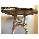 Vintage White Wicker Plant Stand - 2-Tier Table with Crossed Supports