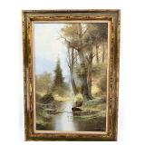 Josef Kugler Landscape Oil Painting on Canvas - Forest Stream