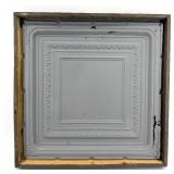 Large Vintage Decorative Tin Tile Panels - Wood Frames & Embossed Borders - 2 Pieces