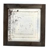 Large Vintage Decorative Tin Tile Panels - Wood Frames & Embossed Borders - 2 Pieces