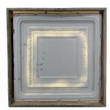 Large Vintage Decorative Tin Tile Panels - Wood Frames & Embossed Borders - 2 Pieces