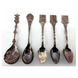 Antique Souvenir Spoons - Ornate Handles & Crest Motifs Collection