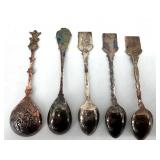 Antique Souvenir Spoons - Ornate Handles & Crest Motifs Collection
