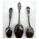Three Antique Spoons with Ornate Handles - Collectible Flatware