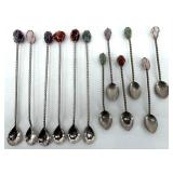 Barasch-Sylmar Decorative Spoons with Multi-Colored Stone Finials