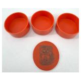 Stacking Orange Plastic Storage Container & Cracker Jack Charms
