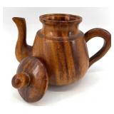Hall Burgundy 4-Cup Teapot - Creamer & Sugar Bowl & Wooden Teapot - Made in USA