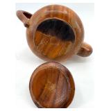 Hall Burgundy 4-Cup Teapot - Creamer & Sugar Bowl & Wooden Teapot - Made in USA