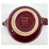 Hall Burgundy 4-Cup Teapot - Creamer & Sugar Bowl & Wooden Teapot - Made in USA