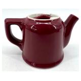 Hall Burgundy 4-Cup Teapot - Creamer & Sugar Bowl & Wooden Teapot - Made in USA