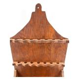 Antique Wood Wall Shelf with Drawer - Souvenir Spoon Collection