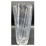 Crystal Glass Vases - 3-Piece Set: Bubble-Embossed Cylinder, Tall Ribbed Vase, Hurricane-Style Vase