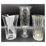 Mikasa Cirrus Flair Vase 10in,  Liz Claiborne Gift with Purchase Vase & Etched Vase
