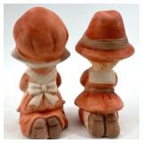 Green Ceramic Pig Toothpick Holder with Wooden Stand & Assorted Porcelain Figurines