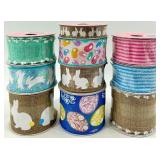 New - Ribbon Assortment - Easter Bunny & Egg Patterns (Lot of 10)