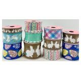 Ribbons Assortment - Easter Bunny & Egg Pattern Spools (Lot of 11)
