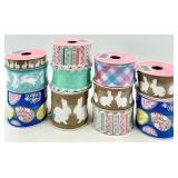 Ribbons Assortment - Easter Bunny & Egg Pattern Spools (Lot of 11)