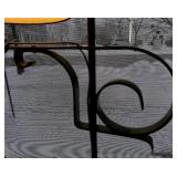 Vintage Wrought Iron Floor Lamp - Black Fabric Shade & Scroll Stand