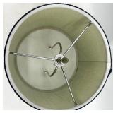 Lamp Shade Set of 3 - Silver Metallic Fabric & Navy Drum Shades