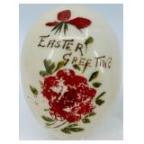 Victorian Antique Hand-Blown & Hand-Painted Glass Egg - Easter Greeting Design