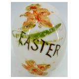 Antique Victorian Hand-Blown & Hand-Painted Glass Egg - Floral Motifs with EASTER