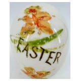 Antique Victorian Hand-Blown & Hand-Painted Glass Egg - Floral Motifs with EASTER