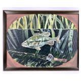 Original Brander Luttermann Oil Painting - Crappie & Fish Scene, Garden City MN