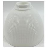 Three Vintage Glass Lamp Shades - White Opal & Beige Ribbed