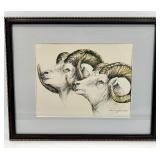 Doug Lindstrand Ram Print - Framed Wildlife Art 1989