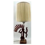 Native American Figure Lamp & Pleated Shade - Vintage Table Light