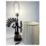 Native American Figure Lamp & Pleated Shade - Vintage Table Light