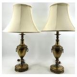 Rembrandt Brass Table Lamps - Pair with 3-Way Switch